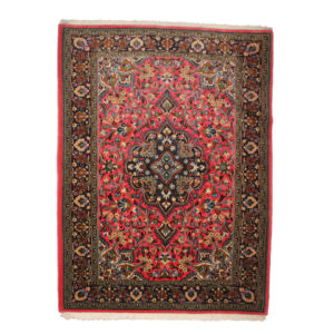 Tappeto Iraniano Qum Kurk 153x108 cm qualità finissima con trama in cotone e vello in lana kurk. Disegno tipo floreale e faunistico.