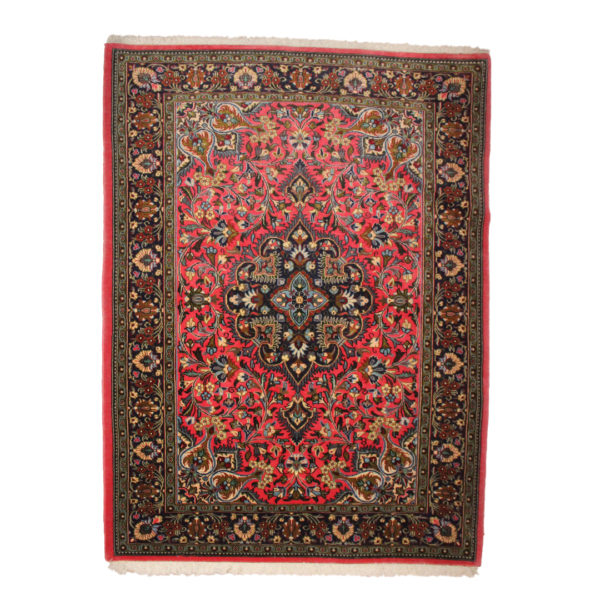 Tappeto Iraniano Qum Kurk 153x108 cm qualità finissima con trama in cotone e vello in lana kurk. Disegno tipo floreale e faunistico.