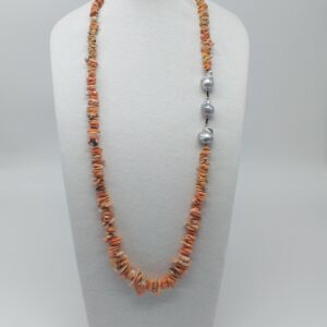 Collana Lunga Corallo Perle e Spinello
