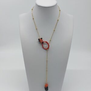 Collana Lunga Corallo e Onice