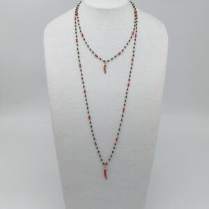 Collana Lunga Onice e Corallo