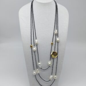 Collana lunga ematite e perle