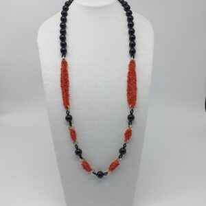 Collana Lunga Onice e Corallo