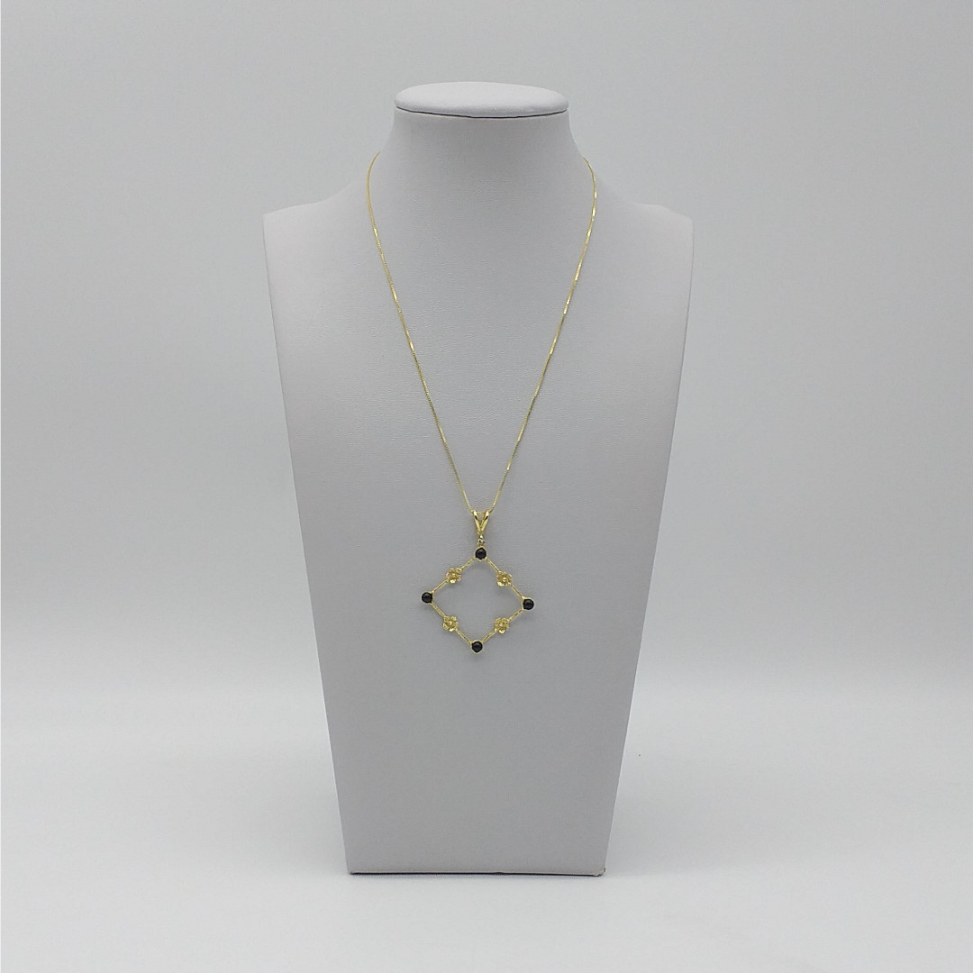 1049 112 OR Collana Corta Onice Collezione Fiori