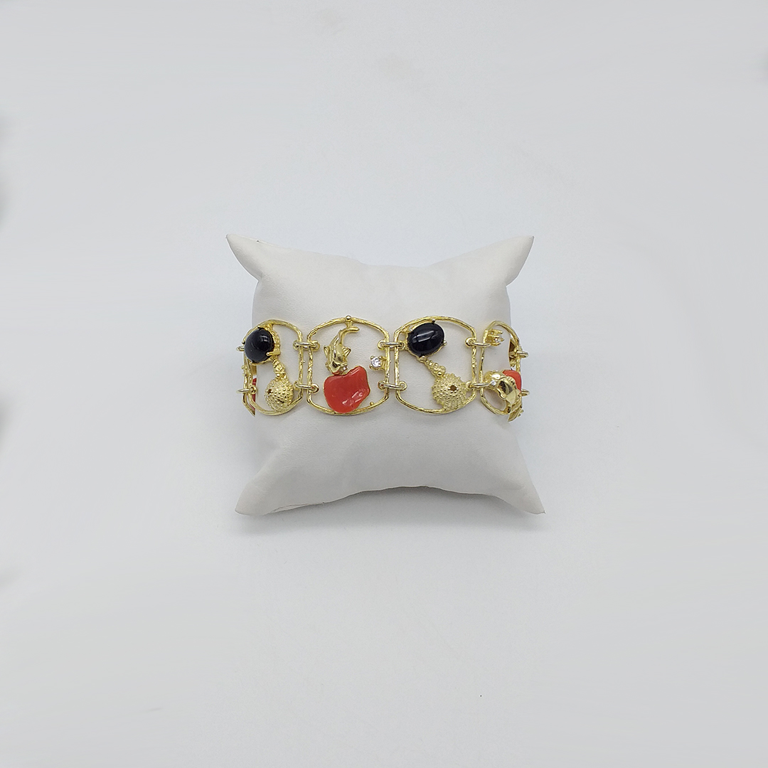 2055 160 BR Bracciale Corallo Onice Collezione Mare
