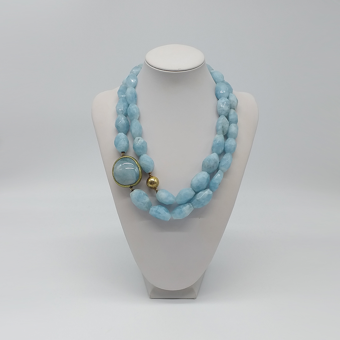 410 141 10 Collana Corta Acquamarina