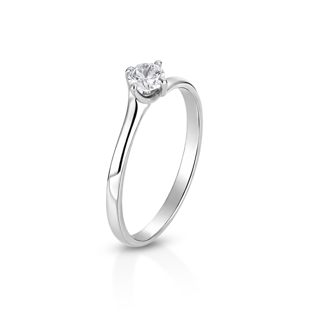 A261B1 Anello Solitario Oro Bianco 10nof Zircone Bianco