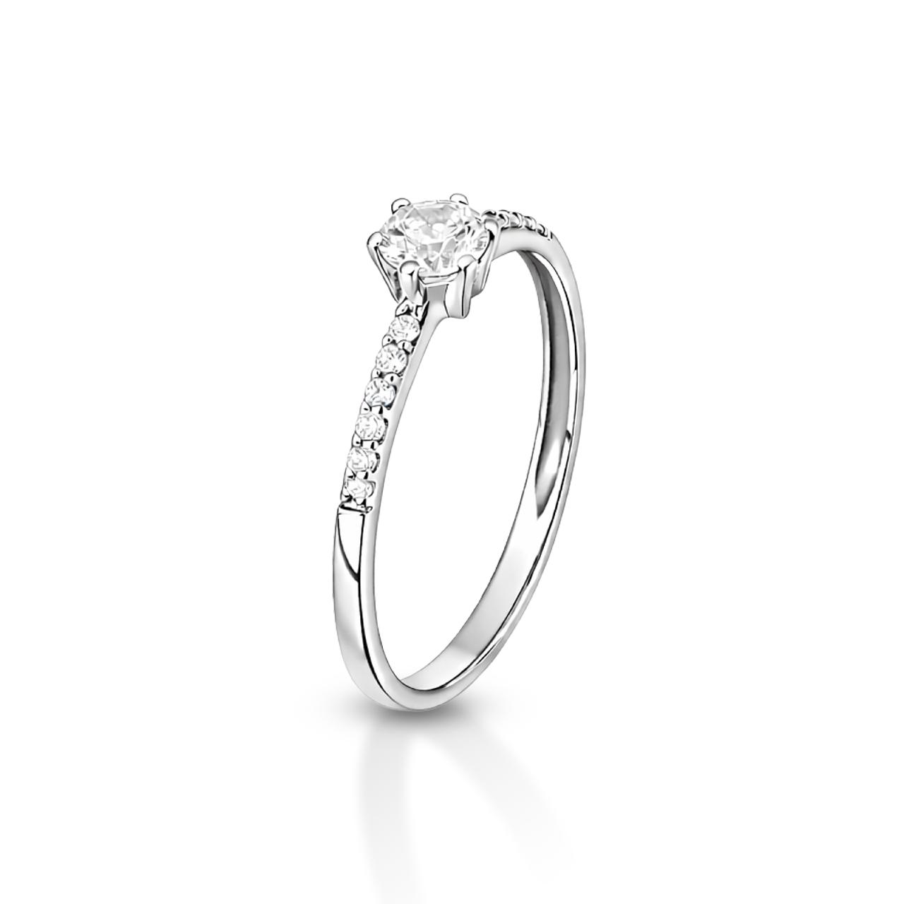 A351B1 Anello Punto Luce Zircone Naturale centrale Bianco 8nof gambo con Zirconi