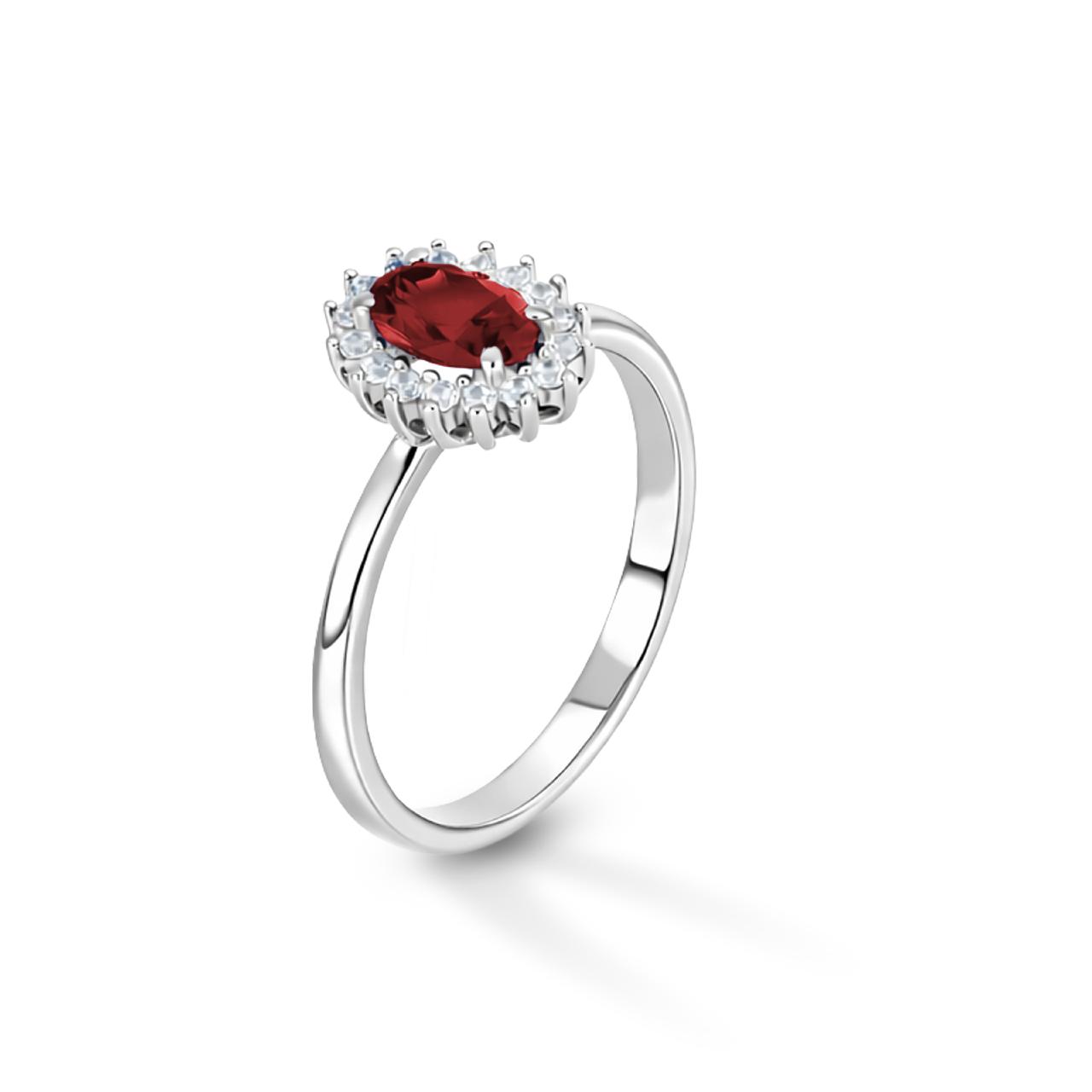A4D1R1 Anello Oro Bianco Ovale Rosso 6853 13